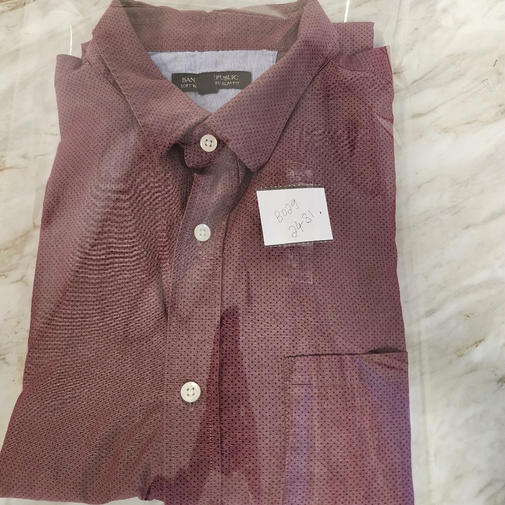 Banana Republic Mens Shirt X-Large XL Pink Solid Tailored Slim Fit - Picture 8 of 8